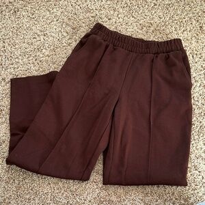 Brown Business Casual Elastic Waist Pants
